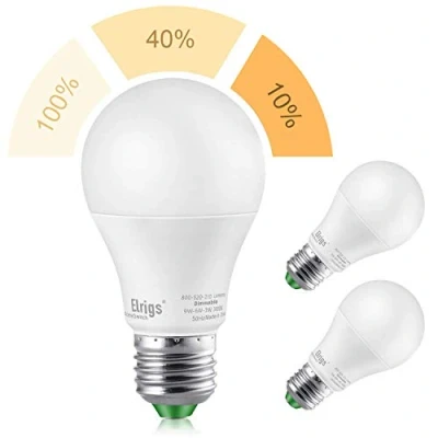 Abbildung von Elrigs E27 LED Lampe, Dimmen ohne Dimmer, 3 in 1 Birne, 9W 3.5W 2W, Warmweiß(3000K), Szenenwechsel, ersetzt 60W 25W 15W, 800/280/130 Lumen, 2er Pack
