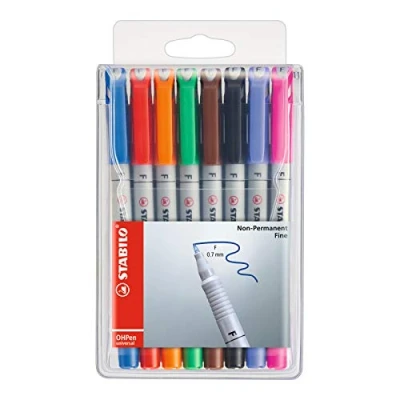 Abbildung von Folienstift STABILO OHPen universal wasserlöslich fein 8er Pack mit 8 verschiedenen Farben