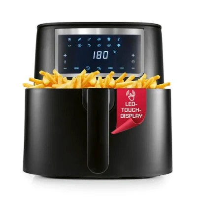Abbildung von GOURMETmaxx Heißluftfritteuse 6,5 L Airfryer Fritteuse mit Touchscreen, 9 Funktionen, 11 Programme Minibackofen fast ohne Öl braten Zubehör spülmaschinengeeignet