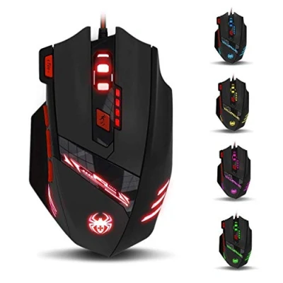 Abbildung von zelotes T90 Gaming Maus 9200 DPI, 8 Programmierbare Tasten, Multi Modi LED, USB Maus, Gewichtstuning für Pro Gamer