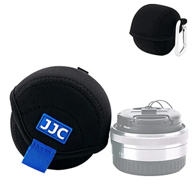 Abbildung von JJC Mirrorless Lens Pouch Tasche Schutzhülle für Canon Fuji Olympus Nikon Objektive, weiches Neopren, wasserabweisend, Reise Kamera Objektivhülle mit Karabiner (Innengröße 2,4&quot; x 1,6&quot;)