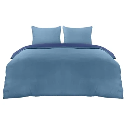 Abbildung von Utopia Bedding Bettwäsche 220x240 Set Mikrofaser Bettbezug 240x220 cm + 2 Kissenbezüge 65x65 Marineblau/Hellblau