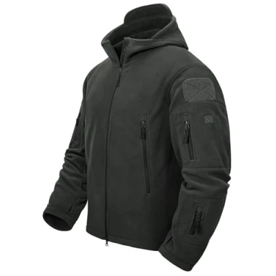 Abbildung von TACVASEN Herren Fleecejacke Military Outdoor Winddichte Jacke mit Kapuze Gr. XXL, Grau