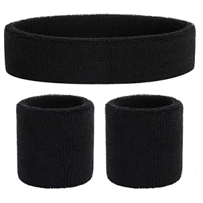 Abbildung von ONUPGO Schweißband Set Sportstirnband Handgelenk gestreifte Schweißbänder Frottee Sporttraining Basketball Armband Stirnbänder Feuchtigkeitstransport Schweiß absorbierendes Stirnband