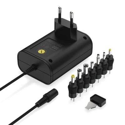 Abbildung von ANSMANN APS 1500 Netzteil 12V Netzstecker bis max. 1500mA (mit 7 universal Adapter Stecker) Netzadapter zur Stromversorgung vieler Elektrokleingeräte von 3 12 Volt regelbar