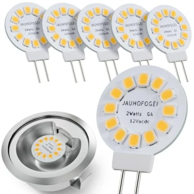 Abbildung von G4 LED 12V ac/dc 2 Watt ersatz für 20W Halogen Glühbirne Mini Warmweiss Rund Stiftsockel Lampen Birnen Einbaustrahler Einbauspot Spot Birne Stiftsockellampe 2W 6er