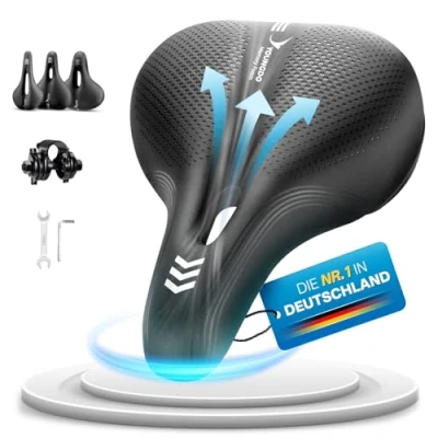 Abbildung von YOUNGDO Fahrradsattel, Bequemer, Ergonomischer Fahrrad Sattel, Neues Modell, Verbesserte Wasserdichtigkeit, Memory Foam, Atmungsaktiv, Stoßdämpfend, Fahrradsattel Herren, Damen(Trekking)