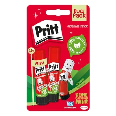 Abbildung von Pritt 1504209 Klebestift, sicherer und kinderfreundlicher Kleber für Kunst Bastelarbeiten, starker Klebstoff Schule &amp; Bürobedarf, 2x11g Stift