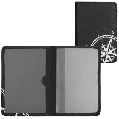 Abbildung von kwmobile Fahrzeugschein Hülle mit Kartenfächern Kunstleder Etui Tasche Zulassungsbescheinigung Kompass Vintage Weiß Schwarz