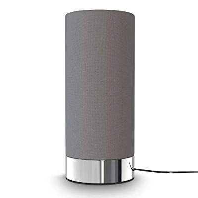 Abbildung von B.K.Licht Nachttischlampe Touch Dimmbar in 3 Stufen, E14 Fassung, Zylinder Stoffschirm grau, Tischlampe, Lampe, Nachttischleuchte, Tischleuchte, Bürolampe, Leselampe, Leselicht