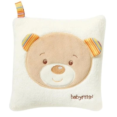 Abbildung von Fehn Kirschkernkissen Baby Teddy wohltuendes Wärmekissen und Kältekissen für Babys Kinder ab 0+ Monaten Körnerkissen Backofen Kirschkerne Kissen als Babygeschenk zur Geburt