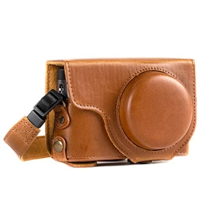 Abbildung von MegaGear MG1260 Panasonic Lumix DC TZ95, TZ90 Ever Ready Leder Kamera Case mit Trageriemen Hellbraun