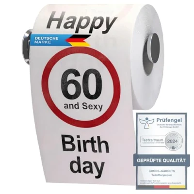 Abbildung von GOODS+GADGETS Lustiges Fun Klopapier zum 60. Geburtstag Toilettenpapier Geschenkartikel Geburtstags Dekoration 60 und Sexy!