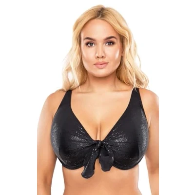 Abbildung von VIVISENCE Bikini Oberteil Damen Bademode BH Starker Halt 3202, Schwarz Glänzend,75F