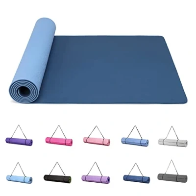 Abbildung von Good Nite Yogamatten Für Frauen Rutschfeste Strukturierte Oberflächen Gymnastikmatte Yoga Matte Dicke 6 mm Mit Tragegurt Tpe Übungsmatte Pilates Gymnastik (183X61cm) (Marine/Blau)