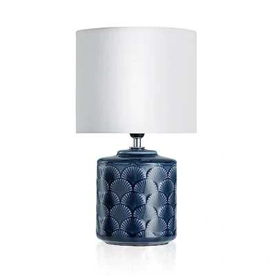 Abbildung von Pauleen 48022 Glowing Midnight Tischleuchte max. 20W Tischlampe für E14 Lampen Nachttischlampe Blau Weiß 230V Keramik/Stoff ohne Leuchtmittel