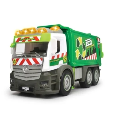 Abbildung von Dickie Toys Action Truck Müllauto Müllwagen inkl. Mülltonne, mit Sound und Warnlicht, Be Entladefunktion, Müllabfuhr für Kinder ab 3 Jahren, Grün/Weiß