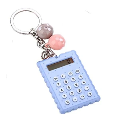 Abbildung von VBESTLIFE Taschenrechner, Portable Pocket Candy Farbe PVC 8 stelliger elektronischer Taschenrechner mit Silikonknöpfen und Schlüsselanhänger Schnalle für Kinderstudenten(Blau)