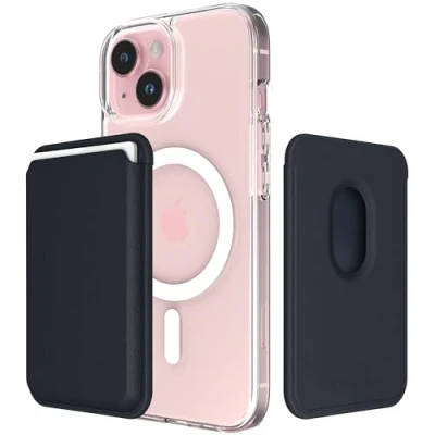Abbildung von Sinjimoru Magnetic Wallet für Handy, Premium Vegan Leder Telefon Brieftasche MagSafe 3 Karten Halter Kompatibel mit iPhone 16 Plus Pro Max 15 14 13 12 Serie. M Viica Navy