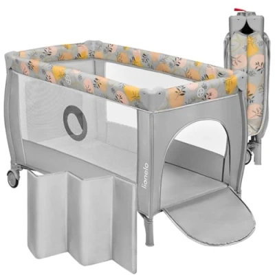 Abbildung von LIONELO Stefi Plus 2 in 1 Reisebett und Laufstall bis 15 kg Babybett Kinderreisebett mit Matratze Seitlicher Eingang Reißverschluss Hochwertige Schaumstoffmatratze Schnelles Zusammenklappen