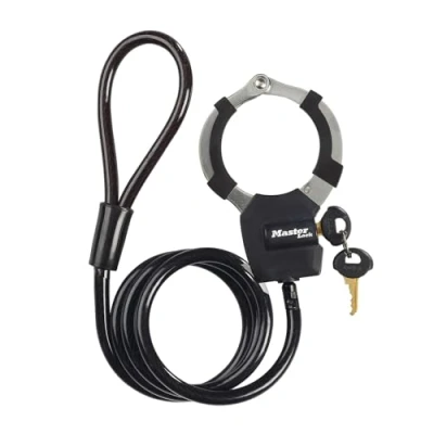 Abbildung von Master Lock Kabelschloss mit Schlüssel, 1 m, Ideal für Scooter Roller, Fahrrad, Kinderwagen, Sportausrüstung