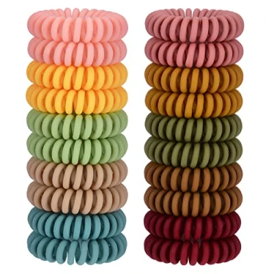 Abbildung von JessLab Spiral Haargummis, 20 Stück Spurlose Telefonkabel Haargummis Ohne Falten Spiralarmband Kunststoff Coil Pferdeschwanz Halter No damage Stirnband Haarschmuck für Mädchen Frauen Damen Geschenk