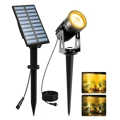 Abbildung von T SUNUS Solar Gartenleuchte, Solarlampen für Außen Auto On/Off Gartenstrahler IP65 Wasserdicht Solarstrahler, 2 Helligkeitsmodi Garten Auffahrt Weg Baumbeleuchtung Warmweiß
