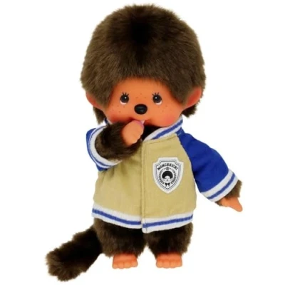 Abbildung von BANDAI Monchhichi Plüschtier Teddyjacke Kultplüschtier der 80er Kuscheliges 20 cm großes für Kinder und Erwachsene SE42223