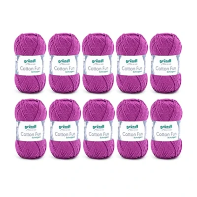 Abbildung von Gründl Wolle Cotton Fun Strickgarn Häkelgarn 100% Baumwolle, purpur, 10 x 50 g, 500