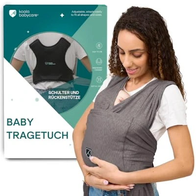 Abbildung von Koala Babycare Tragetuch Baby Neugeborene Einfach Anzuziehen für Mütter und Väter Babytrage Multi Use Bis 9kg Babytragetuch Anthrazitgrau