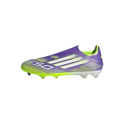 Abbildung von adidas Unisex F50 League Laceless Firm Ground Football Boots Fußballschuhe, Purple Rush/Cloud White/Lucid Lemon, 44 2/3 EU