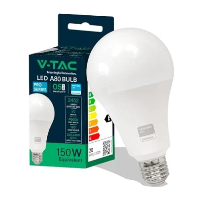 Abbildung von V TAC LED Glühbirne A80 20W (entspricht 150W) 2452 Lumen Maximale Effizienz und Energieeinsparung Lampe 4000K Neutralweiß Glühlampe