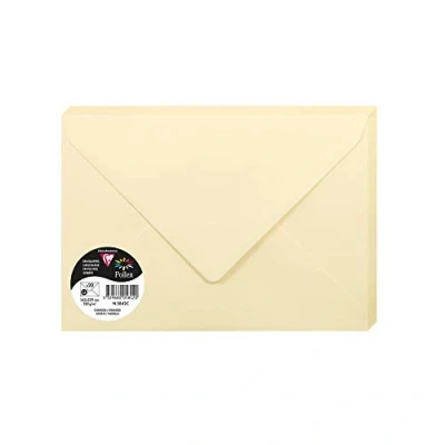 Abbildung von Clairefontaine 5842C Packung mit 20 Umschlägen Pollen Format C5 16,2x22,9 cm, 120g, gefüttert, ideal für Einladungen und Korrespondenz, Premium glattes Papier, Chamois, 1 Pack