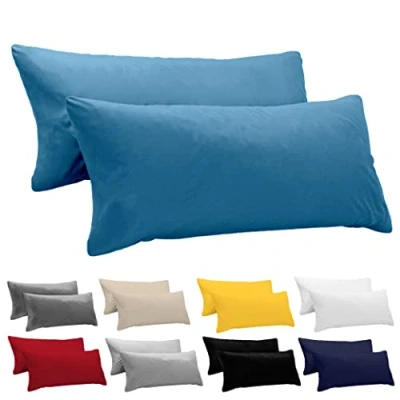 Abbildung von Dreamzie Kissenbezug 40x145 (Set mit 2) 100% Jersey Baumwolle 150 g/qm Kissenbezüge Blau Für 40 x 145 Kissenhülle Resistent und Hypoallergen