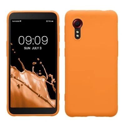 Abbildung von kwmobile Hülle kompatibel mit Samsung Galaxy Xcover 5 weiches TPU Silikon Case Cover geeignet für kabelloses Laden Fruity Orange