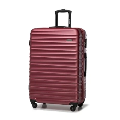 Abbildung von WITTCHEN Reisekoffer Groß Rollkoffer Trolley Großer Koffer Check In Gepäck Hartschale aus ABS mit 4 Spinner Rollen Zahlenschloss Teleskopgriff Groove Line Größe L kastanienbraun