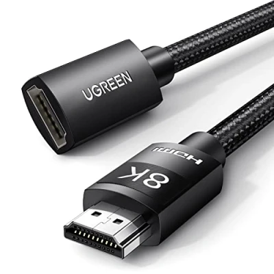 Abbildung von UGREEN HDMI 2.1 Verlängerungskabel 10K 8K 60Hz 4K 120Hz 144Hz Verlängerung Stecker auf Buchse mit Ethernet 48Gbps UHD eARC Dynamic HDR 10+ HDCP 2.3 kompatibel TV Stick, HDTV, PS5/PS4(0.5M)