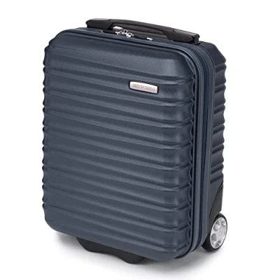 Abbildung von WITTCHEN Reisekoffer Kleinkoffer Kabinengepäck Handgepäck Rollkoffer Hartschale aus ABS mit 2 Standard Rollen Reißverschluss Teleskopgriff Groove Line XXS Marineblau