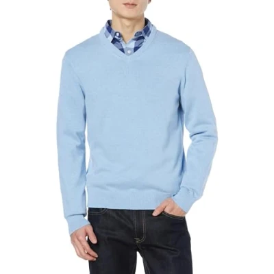 Abbildung von Amazon Essentials Herren Pullover mit V Ausschnitt (in Übergröße erhältlich), Hellblau Heidekraut, L