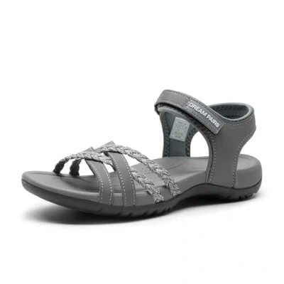 Abbildung von DREAM PAIRS Damen Sportsandalen mit gepolstertem EVA Fußbett &amp; rutschfester Gummisohle, Atmungsaktive Outdoor Sandalen für Strand, Wandern Alltag,Size 39,Grau,DWUMST2504