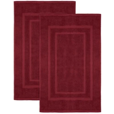 Abbildung von NatureMark 2er Pack Badvorleger Premium Qualität 100% Baumwolle 50 x 80 cm Duschvorleger Duschmatte Doppelpack Farbe: Bordeaux rot