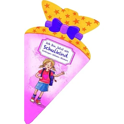 Abbildung von Ich bin jetzt ein Schulkind (für Mädchen). Eintragen, Rätseln, Stickern in Schultüten Form: Eintragbuch für Kinder ab 6 Jahren. Perfektes Geschenk zur Einschulung und zum Schulstart