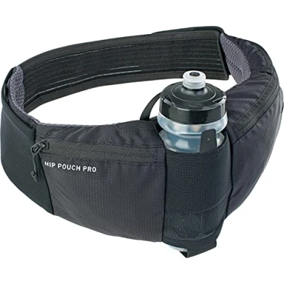 Abbildung von EVOC HIP POUCH PRO Hüfttasche für Fahrradtouren (Bauchtasche mit verstellbaren Gurten inkl. 550 ml Trinkflasche, 2 Hüftgurttaschen, ideale Utility Pouch, Fassungsvermögen: 1,5 L), Schwarz