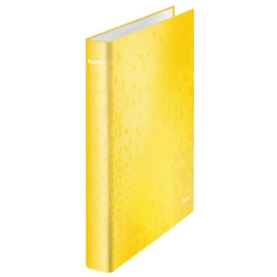 Abbildung von Leitz WOW Ringbuch für bis zu 230 Blatt, A4, 2 D Ring Mechanik, 40 mm Rückenbreite, Gelb, 42410016