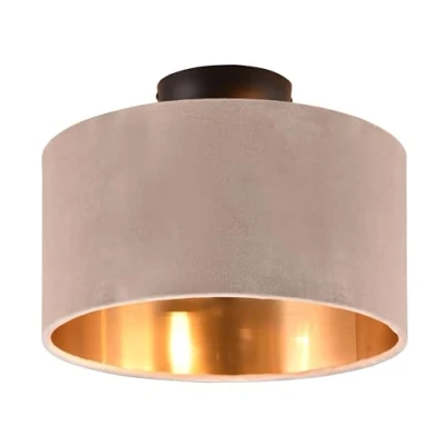 Abbildung von Trio Leuchten Deckenleuchte Julieta 619000244, Metall Schwarz matt, Schirm Samt Beige/goldfarbig, exkl. 2x E14