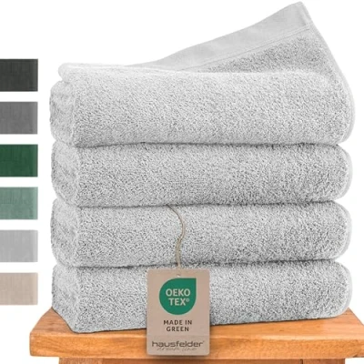Abbildung von Hausfelder Handtücher 50x100 cm Premium 500g/m² Handtuch 4er Set 100% Baumwolle, Ökotex Zertifiziert (50x100cm Grau)
