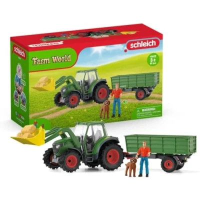 Abbildung von schleich 42608 Traktor mit Anhänger , ab 3 Jahren, FARM WORLD Spielset, 50 Teile, Schwarz