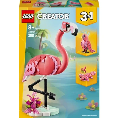 Abbildung von LEGO Creator 3in1 Wilde Tiere: Rosa Flamingo Spielzeug umbaubar in Kakadu Figur oder Axolotl Kreatives Bauset für Kinder Geburtstagsgeschenk Mädchen und Jungen ab 8 Jahren 31170