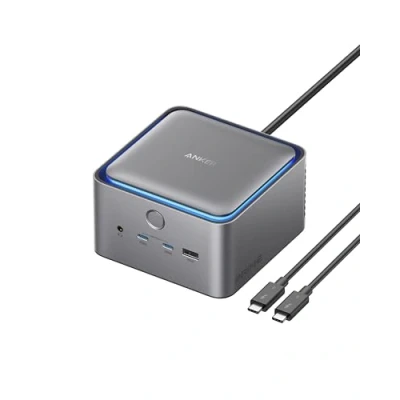 Abbildung von Anker Prime TB5 Docking Station, 14 Ports Thunderbolt 5 Station mit 140W max. Laden, 120 Gbit/s Transfer, LED Beleuchtung, Kühlsystem, bis zu 8K Display für 5/4 Laptops