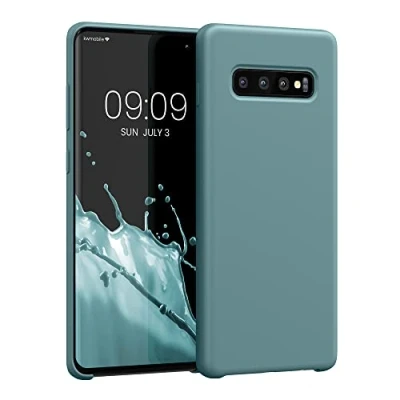 Abbildung von kwmobile Hülle kompatibel mit Samsung Galaxy S10 Plus / S10+ Silikon Handy Case Handyhülle weiche Oberfläche kabelloses Laden Antique Stone